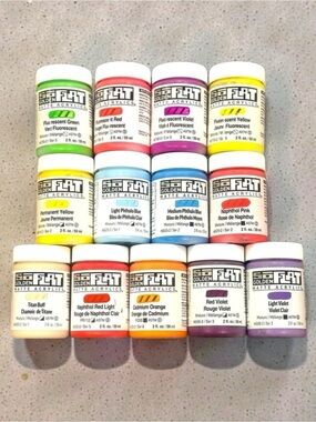 Lot of 13 Golden SoFlat Matte Acrylic 2 oz Paint Jars